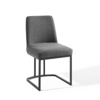 Modway EEI-3811-BLK-CHA Black Charcoal Amplify Sled Base Upholstered Fabric Dining Side Chair