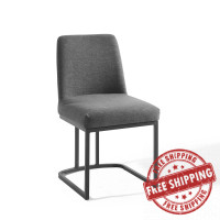 Modway EEI-3811-BLK-CHA Black Charcoal Amplify Sled Base Upholstered Fabric Dining Side Chair