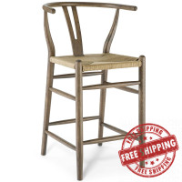 Modway EEI-3850-GRY Amish Wood Counter Stool
