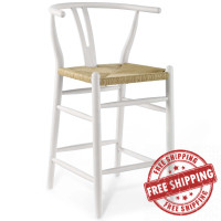 Modway EEI-3850-WHI Amish Wood Counter Stool