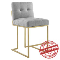 Modway EEI-3852-GLD-LGR Privy Gold Stainless Steel Upholstered Fabric Counter Stool