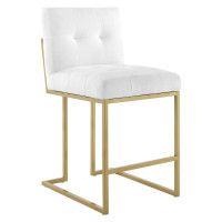 Modway EEI-3852-GLD-WHI Privy Gold Stainless Steel Upholstered Fabric Counter Stool