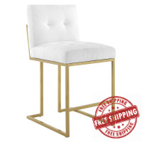 Modway EEI-3852-GLD-WHI Privy Gold Stainless Steel Upholstered Fabric Counter Stool