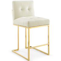 Modway EEI-3853-GLD-IVO Privy Gold Stainless Steel Performance Velvet Counter Stool