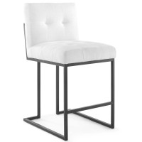 Modway EEI-3854-BLK-WHI Privy Black Stainless Steel Upholstered Fabric Counter Stool