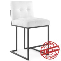 Modway EEI-3854-BLK-WHI Privy Black Stainless Steel Upholstered Fabric Counter Stool