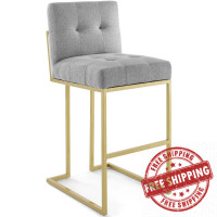 Modway EEI-3855-GLD-LGR Privy Gold Stainless Steel Upholstered Fabric Bar Stool