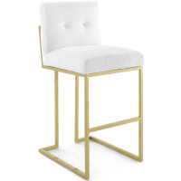 Modway EEI-3855-GLD-WHI Privy Gold Stainless Steel Upholstered Fabric Bar Stool