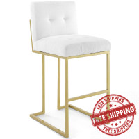 Modway EEI-3855-GLD-WHI Privy Gold Stainless Steel Upholstered Fabric Bar Stool