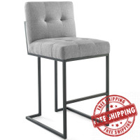 Modway EEI-3857-BLK-LGR Privy Black Stainless Steel Upholstered Fabric Bar Stool
