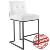 Modway EEI-3857-BLK-WHI Privy Black Stainless Steel Upholstered Fabric Bar Stool