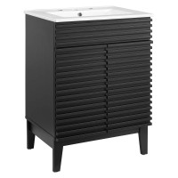 Modway EEI-3860-BLK-WHI Black White Render Bathroom Vanity