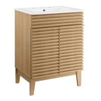 Modway EEI-3860-OAK-WHI Render Bathroom Vanity Oak White