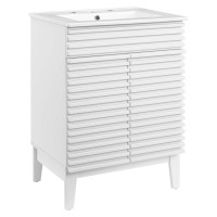Modway EEI-3860-WHI-WHI White White Render Bathroom Vanity