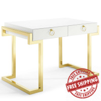 Modway EEI-3862-GLD-WHI Gold White Ring Office Desk