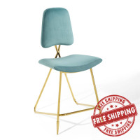 Modway EEI-3879-SEA Sea Blue Ponder Performance Velvet Counter Stool