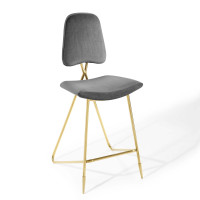 Modway EEI-3880-GRY Gray Ponder Performance Velvet Bar Stool