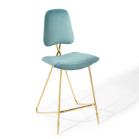 Modway EEI-3880-SEA Sea Blue Ponder Performance Velvet Bar Stool