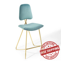 Modway EEI-3880-SEA Sea Blue Ponder Performance Velvet Bar Stool