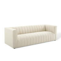 Modway EEI-3881-BEI Beige Reflection Channel Tufted Upholstered Fabric Sofa