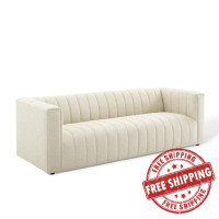 Modway EEI-3881-BEI Beige Reflection Channel Tufted Upholstered Fabric Sofa