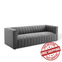 Modway EEI-3881-CHA Charcoal Reflection Channel Tufted Upholstered Fabric Sofa