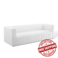 Modway EEI-3881-WHI White Reflection Channel Tufted Upholstered Fabric Sofa