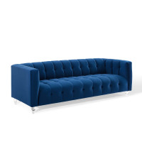 Modway EEI-3882-NAV Navy Mesmer Channel Tufted Button Performance Velvet Sofa