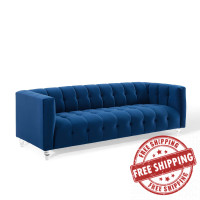 Modway EEI-3882-NAV Navy Mesmer Channel Tufted Button Performance Velvet Sofa