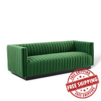 Modway EEI-3885-EME Emerald Conjure Channel Tufted Velvet Sofa