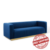 Modway EEI-3886-NAV Navy Charisma Channel Tufted Performance Velvet Living Room Sofa