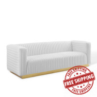 Modway EEI-3886-WHI White Charisma Channel Tufted Performance Velvet Living Room Sofa