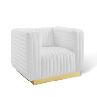 Modway EEI-3887-WHI White Charisma Channel Tufted Performance Velvet Accent Armchair