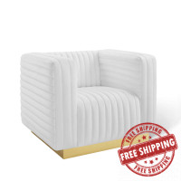 Modway EEI-3887-WHI White Charisma Channel Tufted Performance Velvet Accent Armchair