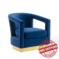 Modway EEI-3888-NAV Navy Frolick Performance Velvet Armchair