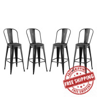 Modway EEI-3898-BLK Promenade Bar Side Stool Metal Set of 4