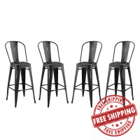 Modway EEI-3898-BLK Promenade Bar Side Stool Metal Set of 4