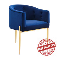 Modway EEI-3903-NAV Navy Savour Tufted Performance Velvet Accent Chair