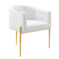 Modway EEI-3903-WHI White Savour Tufted Performance Velvet Accent Chair