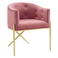 Modway EEI-3906-DUS Dusty Rose Savour Tufted Performance Velvet Accent Dining Armchair