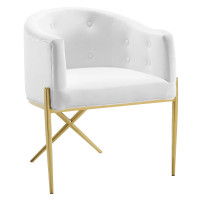 Modway EEI-3906-WHI White Savour Tufted Performance Velvet Accent Dining Armchair