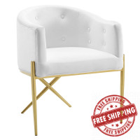 Modway EEI-3906-WHI White Savour Tufted Performance Velvet Accent Dining Armchair