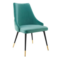 Modway EEI-3907-TEA Teal Adorn Tufted Performance Velvet Dining Side Chair