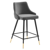 Modway EEI-3908-GRY Adorn Performance Velvet Performance Velvet Counter Stool Gray