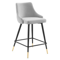 Modway EEI-3908-LGR Light Gray Adorn Performance Velvet Counter Stool
