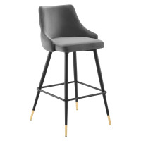 Modway EEI-3909-GRY Adorn Performance Velvet Bar Stool Gray