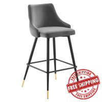 Modway EEI-3909-GRY Adorn Performance Velvet Bar Stool Gray