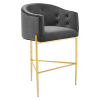 Modway EEI-3911-CHA Charcoal Savour Tufted Performance Velvet Bar Stool