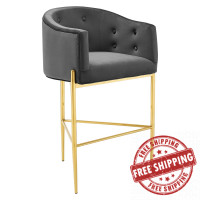 Modway EEI-3911-CHA Charcoal Savour Tufted Performance Velvet Bar Stool