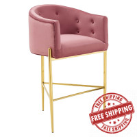 Modway EEI-3911-DUS Dusty Rose Savour Tufted Performance Velvet Bar Stool